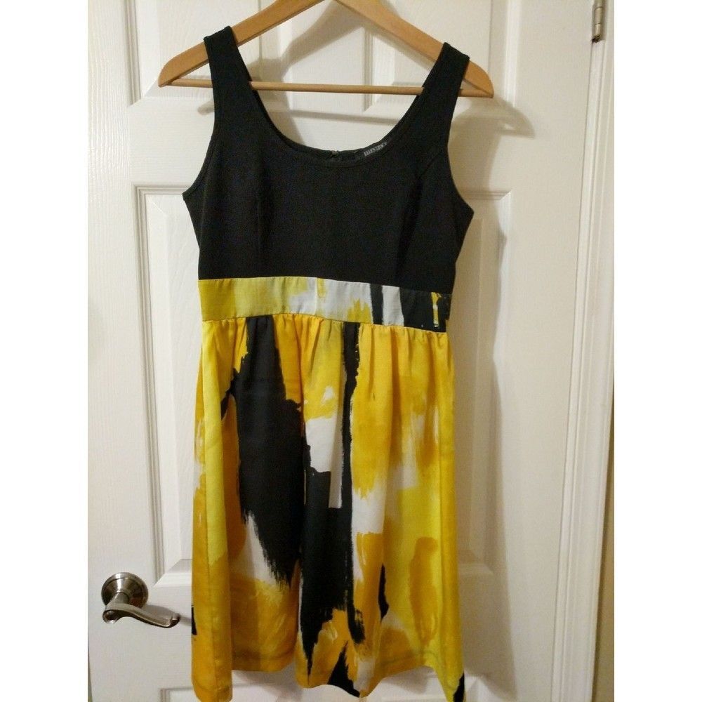 Ellen Tracy women's tank‎ top yellow knee length dress S